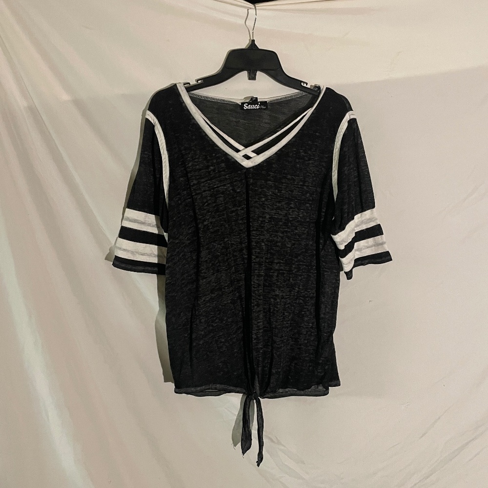 Black and white see-through shirt.